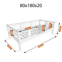 Detská posteľ z masívu borovice LUNA 20 - 180x80 cm