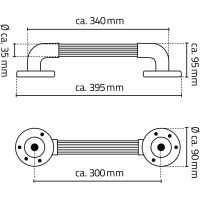 Ridder Pevnostné madlo plastové, 300mm, chróm A1013037