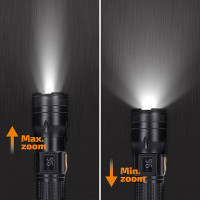 Solight LED nabíjacie svietidlo s displejom, 200lm, zoom, Li-Ion