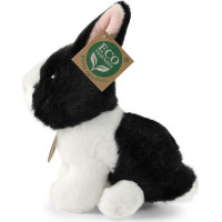 Rappa Plyšový králik bielo-čierny sediaci 16 cm ECO-FRIENDLY