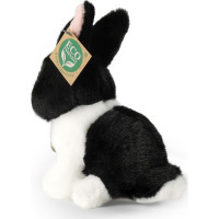 Rappa Plyšový králik bielo-čierny sediaci 16 cm ECO-FRIENDLY