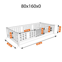 Detská Montessori posteľ z masívu borovice NIKO - 160x80 cm
