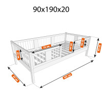 Detská posteľ z masívu borovice LUNA 20 - 190x90 cm