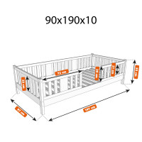 Detská posteľ z masívu borovice NIKO 10 - 190x90 cm