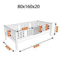 Detská posteľ z masívu borovice NIKO 20 - 160x80 cm