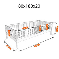 Detská posteľ z masívu borovice NIKO 20 - 180x80 cm