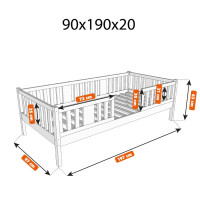 Detská posteľ z masívu borovice NIKO 20 - 190x90 cm