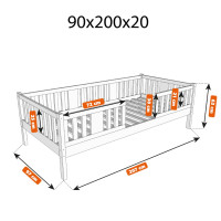 Detská posteľ z masívu borovice NIKO 20 - 200x90 cm