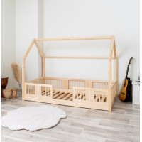 Detská domčeková Montessori posteľ z masívu borovice LUNA L - 200x90 cm
