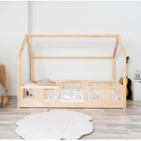 Detská domčeková Montessori posteľ z masívu borovice LUNA L - 200x90 cm