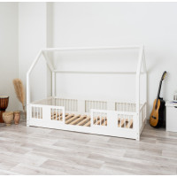 Detská domčeková Montessori posteľ z masívu borovice LUNA L - 200x90 cm