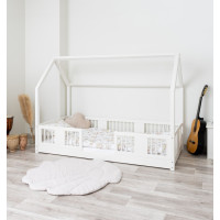 Detská domčeková Montessori posteľ z masívu borovice LUNA L - 200x90 cm