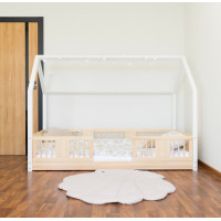 Detská domčeková Montessori posteľ z masívu borovice LUNA L - 180x80 cm