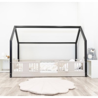 Detská domčeková Montessori posteľ z masívu borovice LUNA L - 200x90 cm