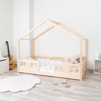 Detská domčeková Montessori posteľ z masívu borovice LUNA S - 180x80 cm