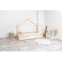 Detská domčeková Montessori posteľ z masívu borovice LUNA S - 180x80 cm