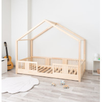 Detská domčeková Montessori posteľ z masívu borovice LUNA S - 200x90 cm