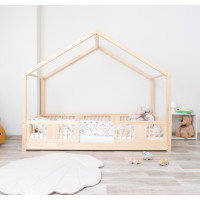 Detská domčeková Montessori posteľ z masívu borovice LUNA S - 160x80 cm
