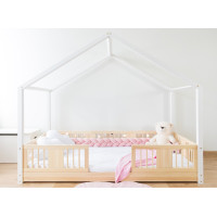 Detská domčeková Montessori posteľ z masívu borovice LUNA S - 180x80 cm