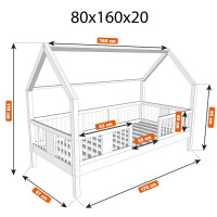 Detská posteľ z masívu borovice LUNA 20 - 160x80 cm [CLONE]