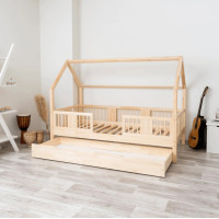 Detská domčeková posteľ z masívu borovice LUNA L 20 - 180x80 cm