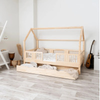 Detská domčeková posteľ z masívu borovice LUNA L 20 - 190x90 cm