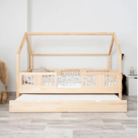 Detská domčeková posteľ z masívu borovice LUNA L 20 - 180x80 cm