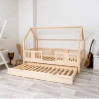 Detská domčeková posteľ z masívu borovice LUNA L 20 - 190x90 cm