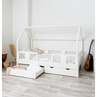 Detská domčeková posteľ z masívu borovice LUNA L 20 - 200x90 cm