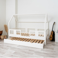 Detská domčeková posteľ z masívu borovice LUNA L 20 - 190x90 cm