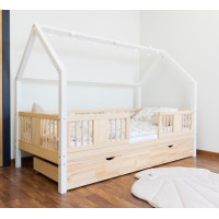 Detská domčeková posteľ z masívu borovice LUNA L 20 - 190x90 cm