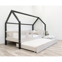 Detská domčeková posteľ z masívu borovice LUNA L 20 - 190x90 cm