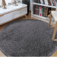 Moderný koberec SHAGGY CAMIL okrúhly - tmavo šedý
