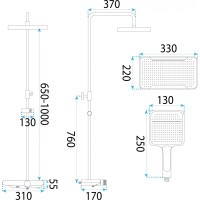 Sprchová súprava Rea BARI s termostatickou batériou a policou - čierna