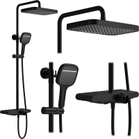 Sprchová súprava Rea BARI s termostatickou batériou a policou - čierna