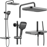 Sprchová súprava Rea BARI s termostatickou batériou a policou - titánová šedá