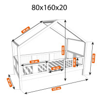 Detská domčeková posteľ z masívu borovice LUNA S 20 - 160x80 cm