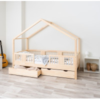 Detská domčeková posteľ z masívu borovice LUNA S 20 - 180x80 cm