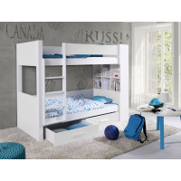 Detská poschodová posteľ z masívu borovice GASPAR so šuplíkmi a regálom - 200x80 cm - biela