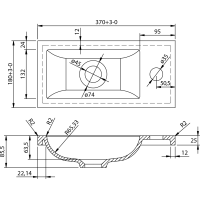 Aqualine Umývadlo nábytkové, liaty mramor, 37x18cm, biela LM370