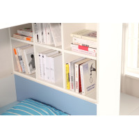 Detská poschodová posteľ z masívu borovice GASPAR so šuplíkmi a regálom - 200x80 cm - biela