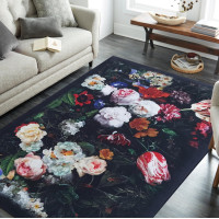 Kusový koberec HONOR Flowers - čierny