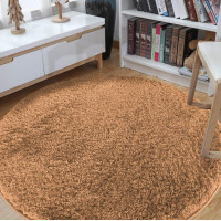 Moderný koberec SHAGGY CAMIL okrúhly - svetlo hnedý