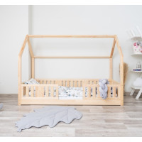 Detská domčeková Montessori posteľ z masívu borovice NIKO L - 190x90 cm