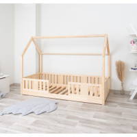 Detská domčeková Montessori posteľ z masívu borovice NIKO L - 160x80 cm