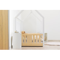 Detská domčeková Montessori posteľ z masívu borovice NIKO L - 190x90 cm