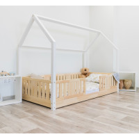 Detská domčeková Montessori posteľ z masívu borovice NIKO L - 160x80 cm