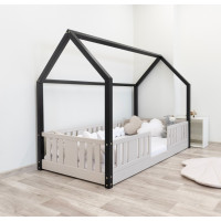 Detská domčeková Montessori posteľ z masívu borovice NIKO L - 190x90 cm