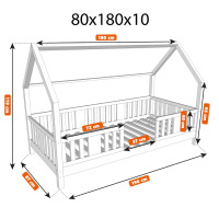 Detská domčeková posteľ z masívu borovice NIKO L 10 - 180x80 cm