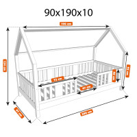 Detská domčeková posteľ z masívu borovice NIKO L 10 - 190x90 cm